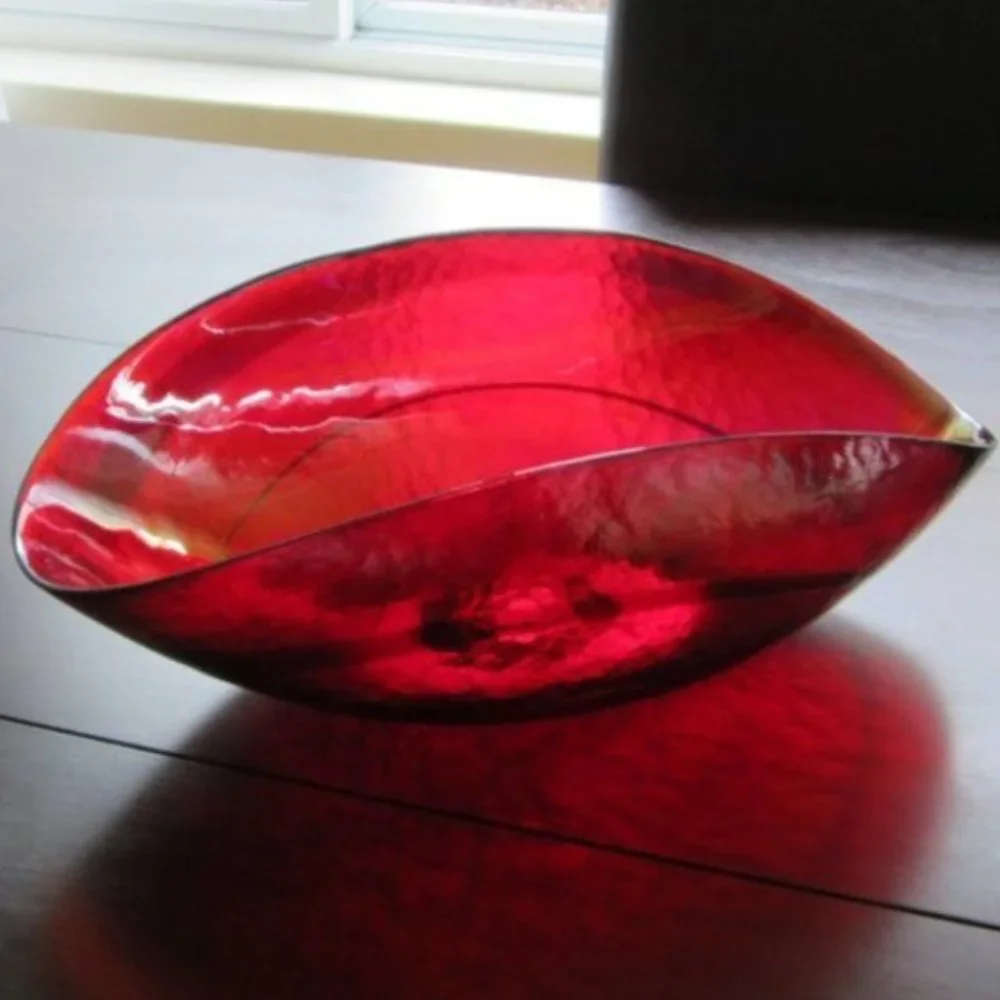 NEW Crate & Barrel Red Caldera Centerpiece Bowl